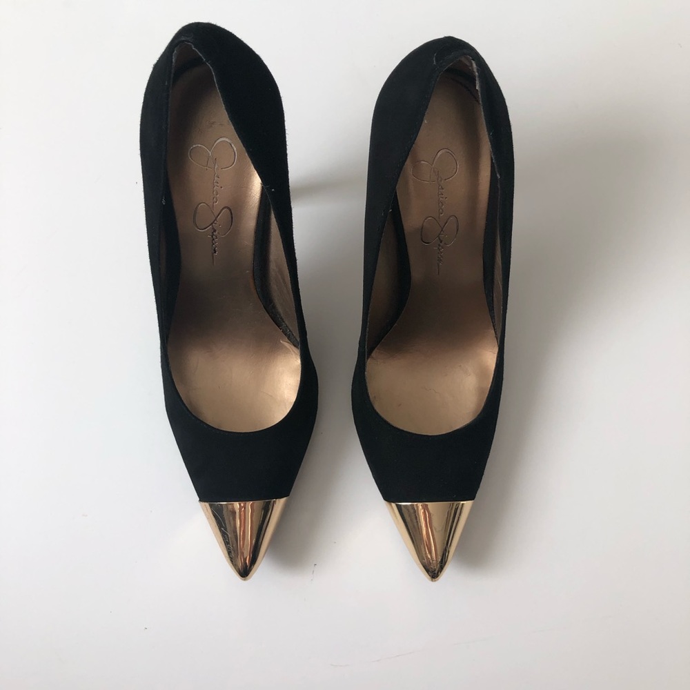 Jessica Simpson Black with Gold Pumps